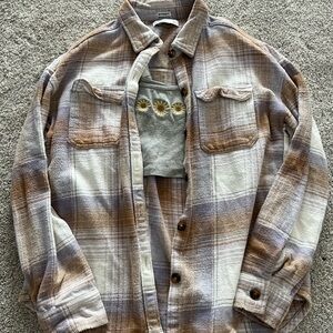 Plaid Button-Up Jacket for Women & Baby Cam